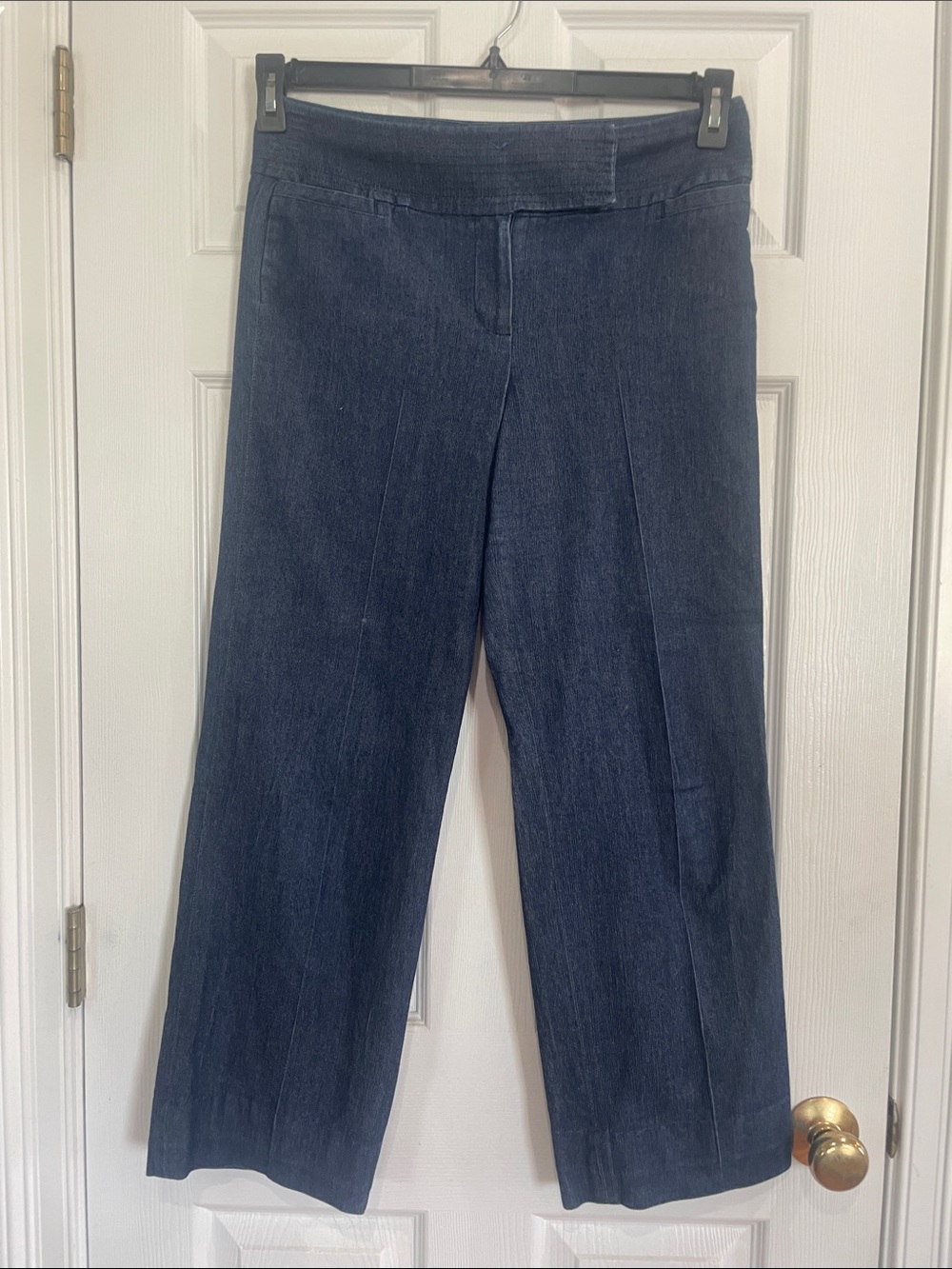Vintage Light Wide Leg jeans dark wash denim cotton stretch, women’s size 10
